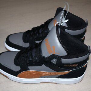 NWT Puma Rebound Joy Sneakers High Top Black Grey & Tan Men’s Size 9